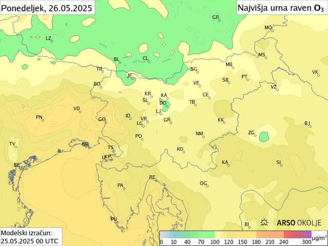Napoved ozona - slika jutri