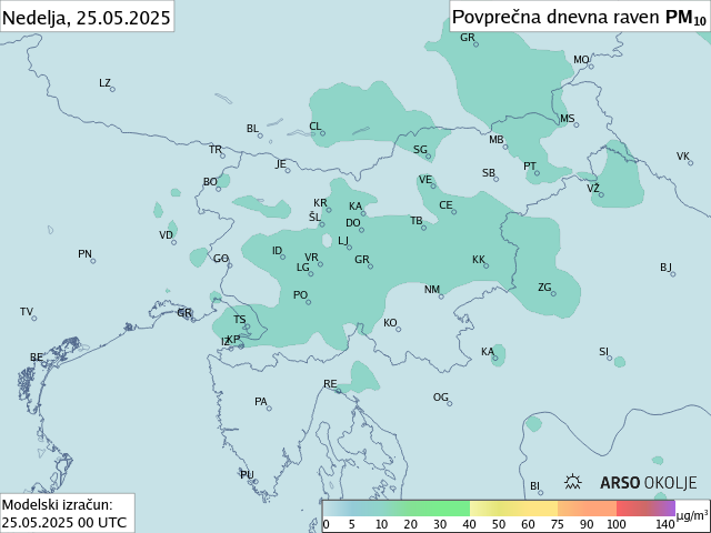 Napoved PM10 za danes