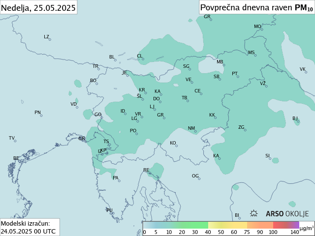Napoved PM10 za jutri