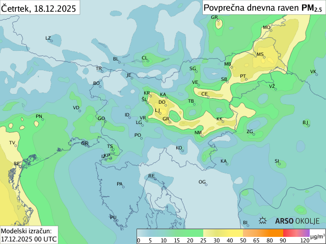 Napoved PM2,5 za jutri
